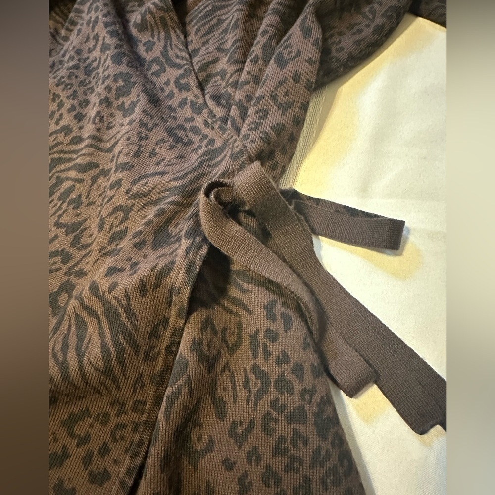 Nina Leonard Chocolate Animal Print Long Sleeve Dress - Picture 8 of 9